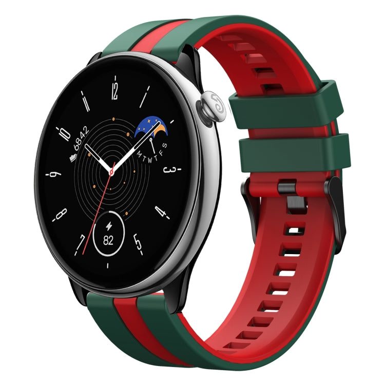 For Amazfit GTR Mini 20mm Two-Color Sports Silicone Watch Band(Green+Red) - free shipping - PMC TechLife - Order now!