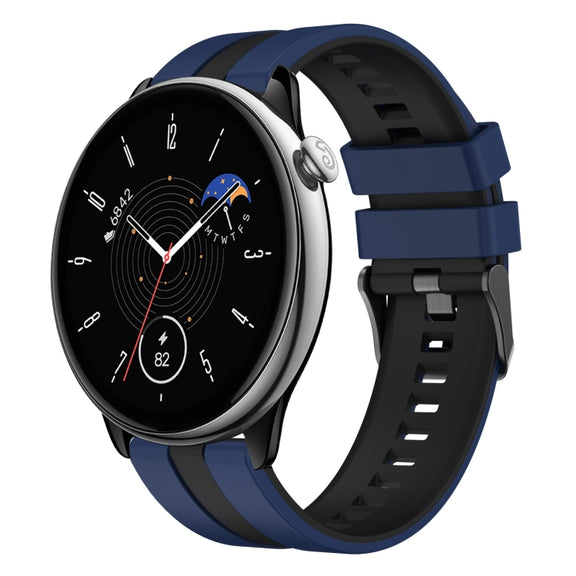 For Amazfit GTR Mini 20mm Two-Color Sports Silicone Watch Band(Blue+Black)