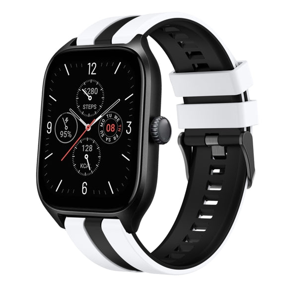 For Amazfit GTS 4 20mm Two-Color Sports Silicone Watch Band(White+Black)