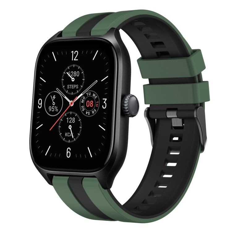 For Amazfit GTS 4 20mm Two-Color Sports Silicone Watch Band(Olive Green+Black) - free shipping - PMC TechLife - Order now!