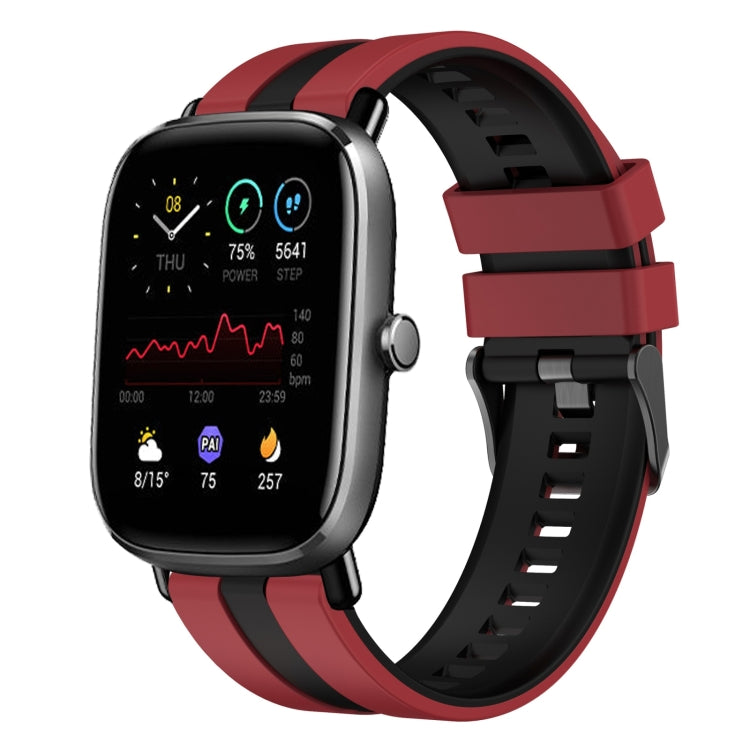 For Amazfit GTS 4 Mini 20mm Two-Color Sports Silicone Watch Band(Red+Black) - free shipping - PMC TechLife - Order now!