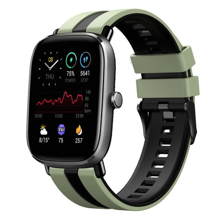 For Amazfit GTS 4 Mini 20mm Two-Color Sports Silicone Watch Band(Light Green+Black) - free shipping - PMC TechLife - Order now!