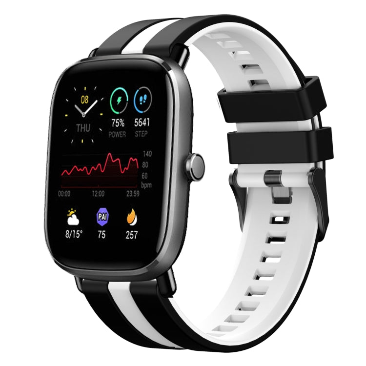 For Amazfit GTS 4 Mini 20mm Two-Color Sports Silicone Watch Band(Black+White) - free shipping - PMC TechLife - Order now!