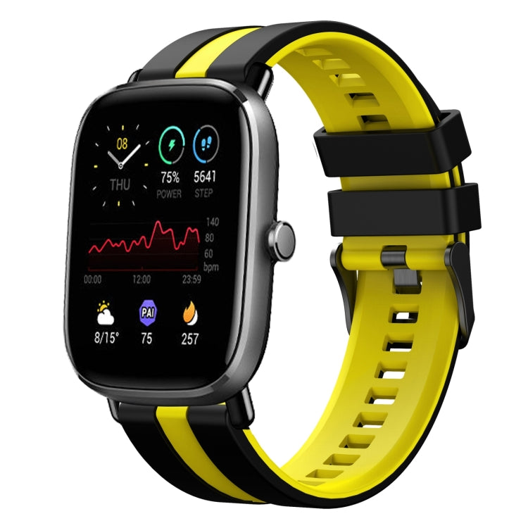 For Amazfit GTS 4 Mini 20mm Two-Color Sports Silicone Watch Band(Black+Yellow) - free shipping - PMC TechLife - Order now!