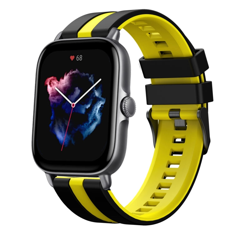 For Amazfit GTS 3 20mm Two-Color Sports Silicone Watch Band(Black+Yellow) - free shipping - PMC TechLife - Order now!