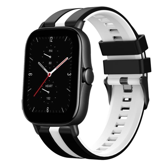For Amazfit GTS 2E 20mm Two-Color Sports Silicone Watch Band(Black+White)