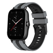 For Amazfit GTS 2E 20mm Two-Color Sports Silicone Watch Band(Grey+Black)