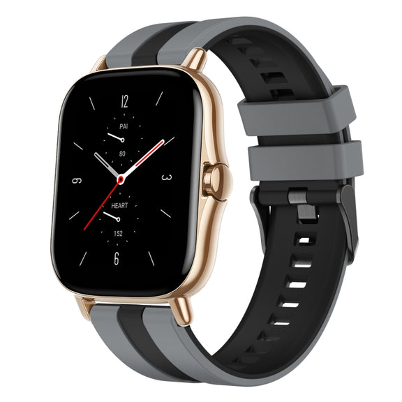 For Amazfit GTS 2 20mm Two-Color Sports Silicone Watch Band(Grey+Black)