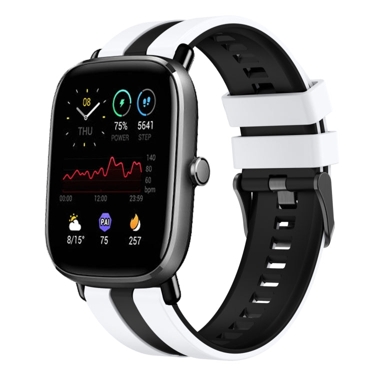For Amazfit GTS 2 Mini 20mm Two-Color Sports Silicone Watch Band(White+Black) - free shipping - PMC TechLife - Order now!