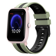 For Amazfit Pop Pro 20mm Two-Color Sports Silicone Watch Band(Light Green+Black)