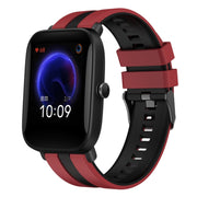 For Amazfit Pop 20mm Two-Color Sports Silicone Watch Band(Red+Black)
