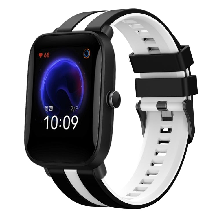 For Amazfit Pop 20mm Two-Color Sports Silicone Watch Band(Black+White) - free shipping - PMC TechLife - Order now!