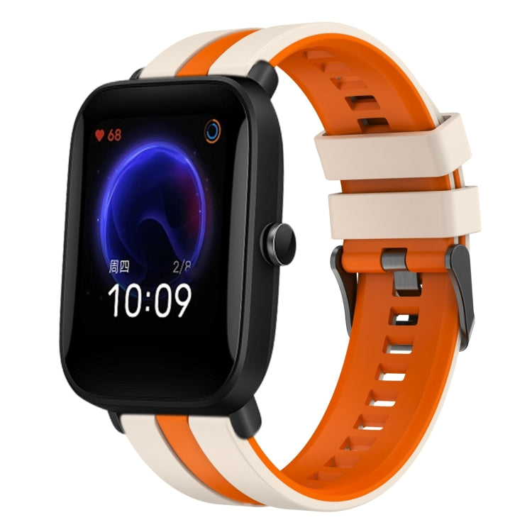 For Amazfit Pop 20mm Two-Color Sports Silicone Watch Band(Starlight+Orange) - free shipping - PMC TechLife - Order now!