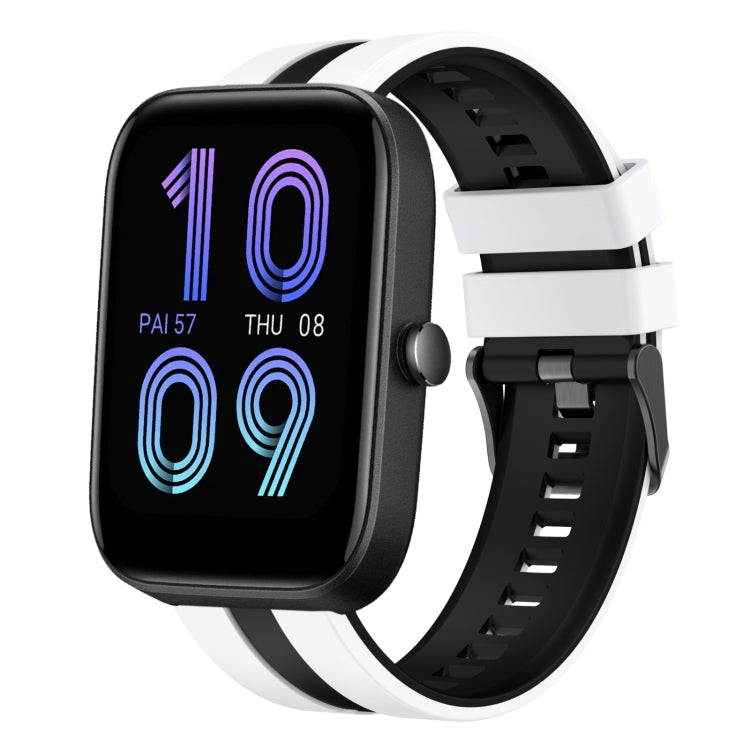 For Amazfit Bip3 20mm Two-Color Sports Silicone Watch Band(White+Black) - free shipping - PMC TechLife - Order now!