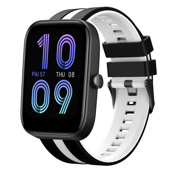 For Amazfit Bip3 20mm Two-Color Sports Silicone Watch Band(Black+White)