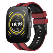 For Amazfit Bip 5 22mm Two-Color Sports Silicone Watch Band(Red+Black)
