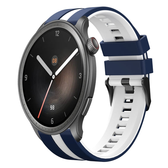 For Amazfit Balance 22mm Two-Color Sports Silicone Watch Band(Blue+White)