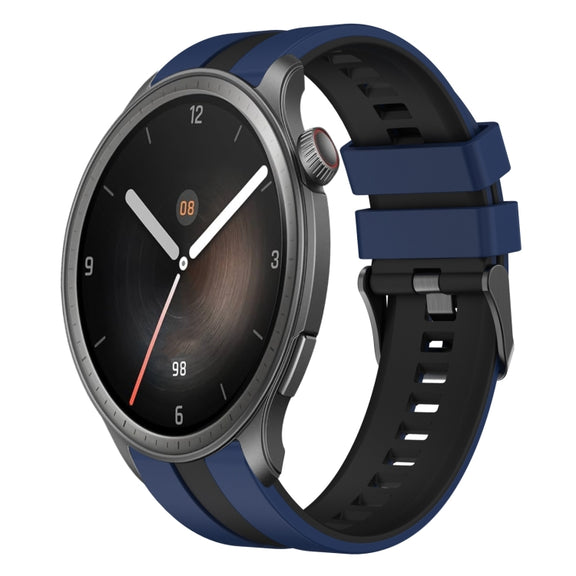 For Amazfit Balance 22mm Two-Color Sports Silicone Watch Band(Blue+Black)