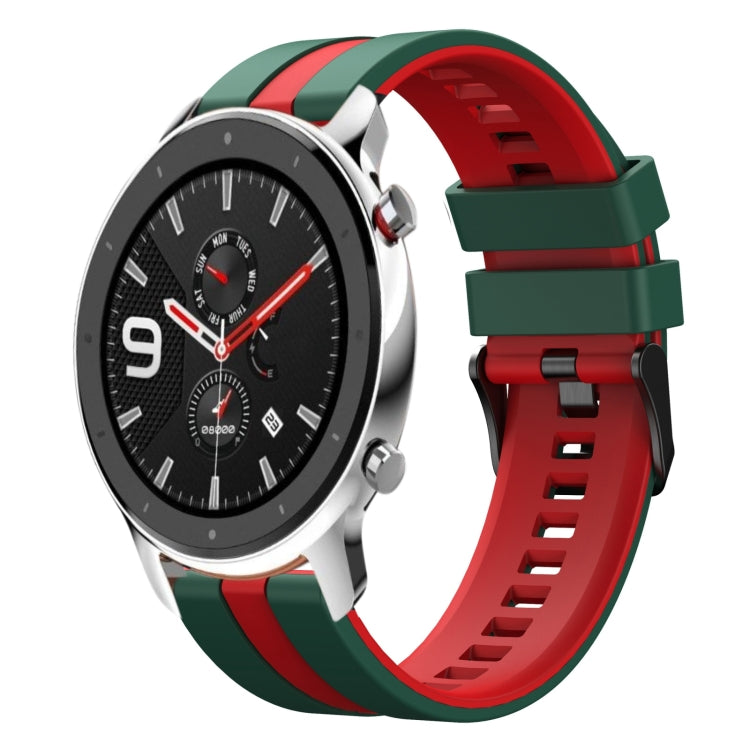 For Amazfit GTR 4 22mm Two-Color Sports Silicone Watch Band(Green+Red) - free shipping - PMC TechLife - Order now!