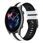 For Amazfit GTR 3 22mm Two-Color Sports Silicone Watch Band(White+Black)
