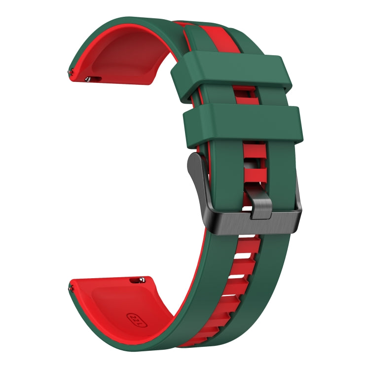 For Amazfit GTR 3 22mm Two-Color Sports Silicone Watch Band(Green+Red)