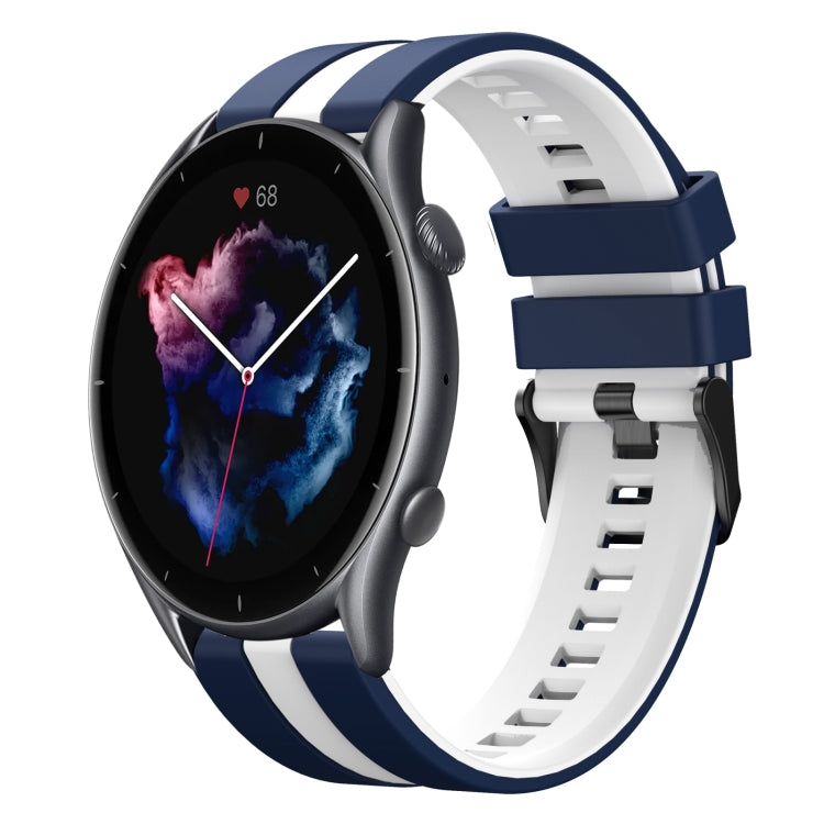 For Amazfit GTR 3 22mm Two-Color Sports Silicone Watch Band(Blue+White) - free shipping - PMC TechLife - Order now!