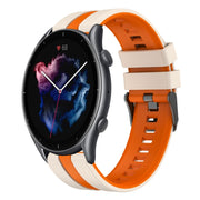 For Amazfit GTR 3 22mm Two-Color Sports Silicone Watch Band(Starlight+Orange)