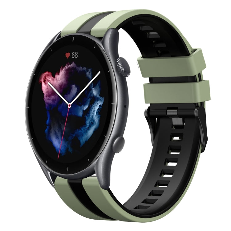 For Amazfit GTR 3 Pro 22mm Two-Color Sports Silicone Watch Band(Light Green+Black) - free shipping - PMC TechLife - Order now!