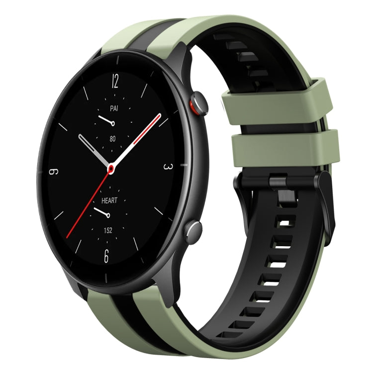 For Amazfit GTR 2e 22mm Two-Color Sports Silicone Watch Band(Light Green+Black) - free shipping - PMC TechLife - Order now!