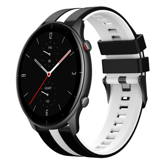 For Amazfit GTR 2e 22mm Two-Color Sports Silicone Watch Band(Black+White)