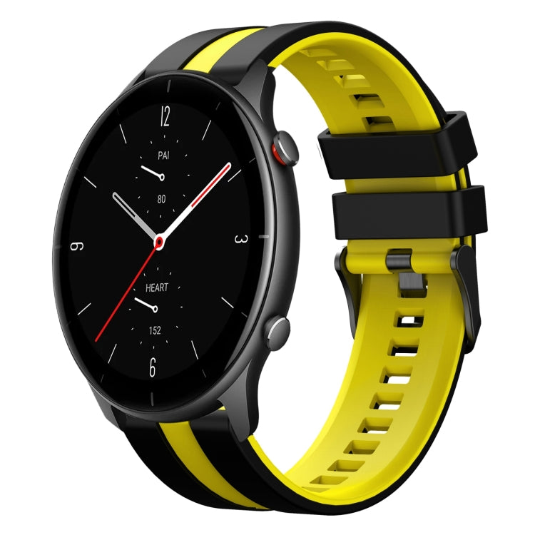 For Amazfit GTR 2e 22mm Two-Color Sports Silicone Watch Band(Black+Yellow) - free shipping - PMC TechLife - Order now!