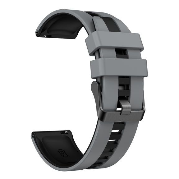 For Amazfit GTR 2e 22mm Two-Color Sports Silicone Watch Band(Grey+Black)