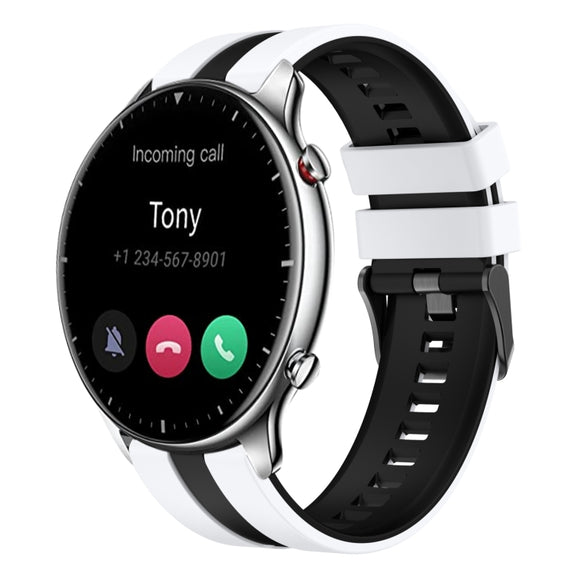 For Amazfit GTR 2 22mm Two-Color Sports Silicone Watch Band(White+Black)