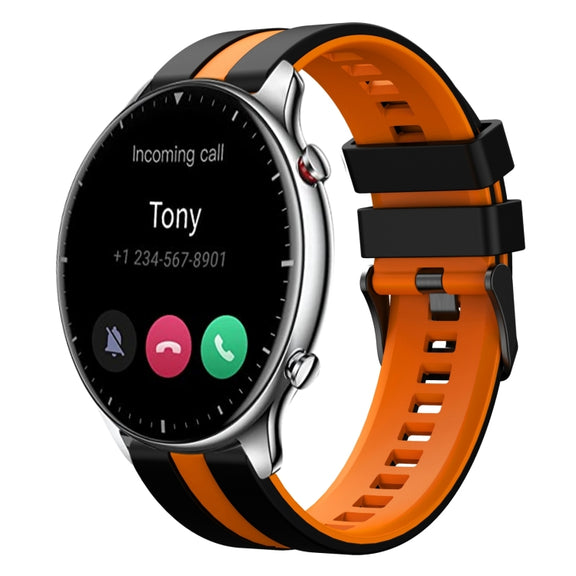 For Amazfit GTR 2 22mm Two-Color Sports Silicone Watch Band(Black+Orange)