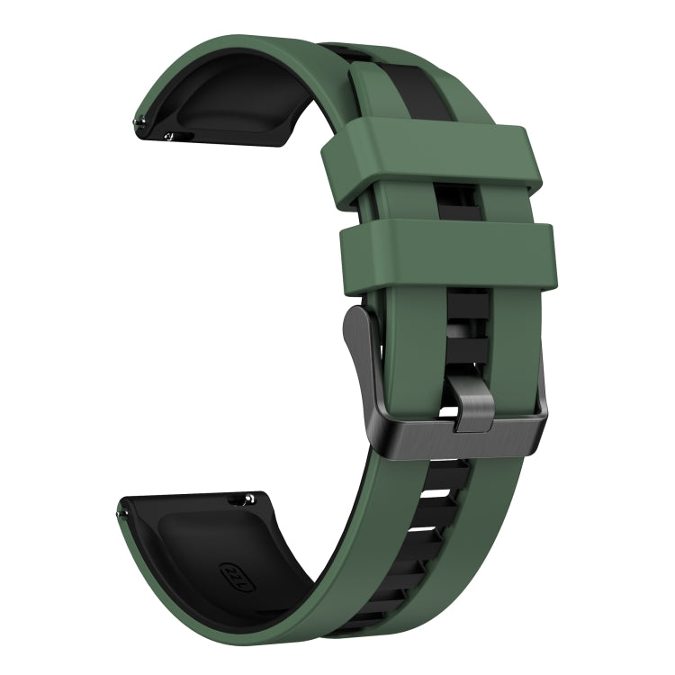For Amazfit 3 22mm Two-Color Sports Silicone Watch Band(Olive Green+Black) - free shipping - PMC TechLife - Order now!