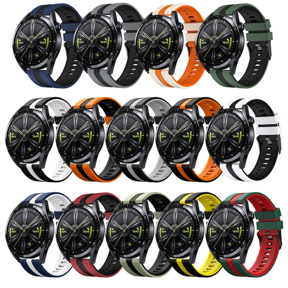 For Amazfit GTR 2e 22mm Two-Color Sports Silicone Watch Band(Green+Red)
