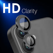 For iPhone 16 / 16 Plus NORTHJO 2 Sets 4pcs Camera Lens Protector Cover Metal Ring Film(Black)