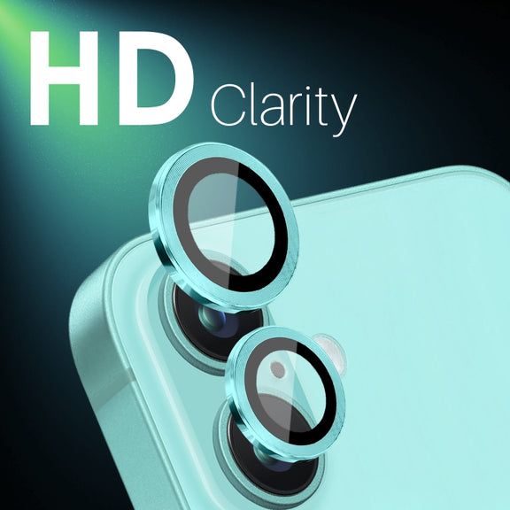 For iPhone 16 / 16 Plus NORTHJO 2 Sets 4pcs Camera Lens Protector Cover Metal Ring Film(Cyan)