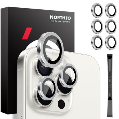 For iPhone 16 Pro / Pro Max NORTHJO 2 Sets 6pcs Camera Lens Protector Cover Metal Ring Film(Silver) - free shipping - PMC Jewellery - Order now!