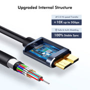 ENKAY USB 3.0 A to USB 3.0 Micro B 5Gbps Data Camera Hard Drive Cable, Length:1.5m