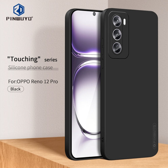 For OPPO Reno12 Pro Global PINWUYO Sense Series Liquid Silicone TPU Phone Case(Black)