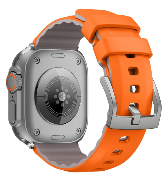 For Apple Watch Series 10 42mm Two-Color Silicone Watch Band(Orange)