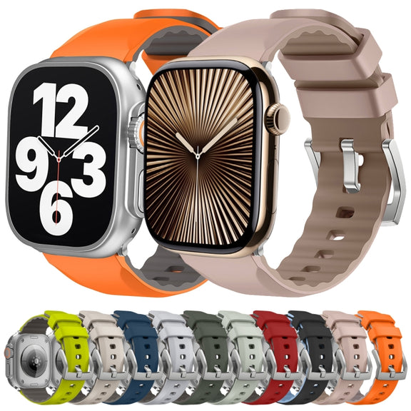 For Apple Watch Series 10 42mm Two-Color Silicone Watch Band(Orange)