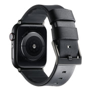 For Apple Watch Series 7 45mm Genuine Leather Hybrid Silicone Watch Band(Black Black Buckle)