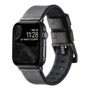 For Apple Watch SE 44mm Genuine Leather Hybrid Silicone Watch Band(Coffee Black Buckle)