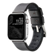 For Apple Watch SE 44mm Genuine Leather Hybrid Silicone Watch Band(Coffee Sliver Buckle) - Watch Bands by PMC TechLife | Online Shopping South Africa | PMC TechLife | Buy Now Pay Later Mobicred