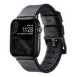 For Apple Watch SE 2023 40mm Genuine Leather Hybrid Silicone Watch Band(Black Black Buckle) - Watch Bands by PMC TechLife | Online Shopping South Africa | PMC TechLife | Buy Now Pay Later Mobicred