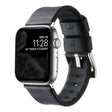For Apple Watch SE 40mm Genuine Leather Hybrid Silicone Watch Band(Black Sliver Buckle) - Watch Bands by PMC TechLife | Online Shopping South Africa | PMC TechLife | Buy Now Pay Later Mobicred
