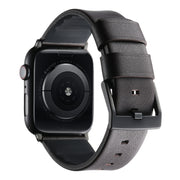 For Apple Watch SE 40mm Genuine Leather Hybrid Silicone Watch Band(Coffee Black Buckle)