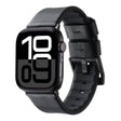 For Apple Watch Series 10 46mm Genuine Leather Hybrid Silicone Watch Band(Black Black Buckle) - Watch Bands by PMC TechLife | Online Shopping South Africa | PMC TechLife | Buy Now Pay Later Mobicred